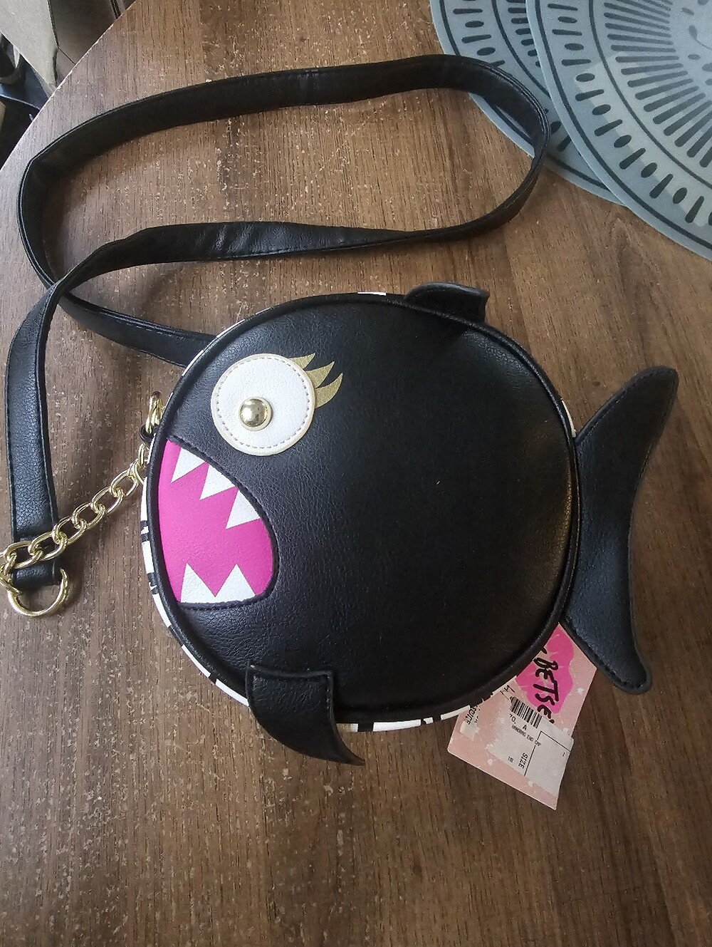 Luv Betsy Piranha Purse Black Fish Shark Mouth Crossbody Nwt Rare Round Bag Htf